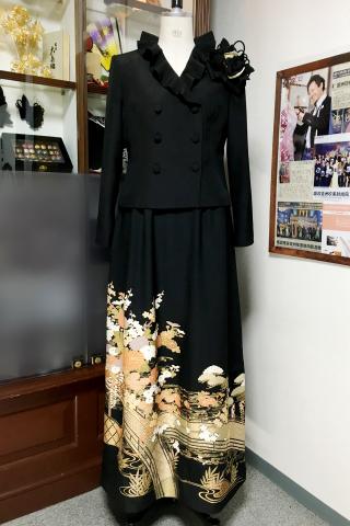 Japanese Tomesode Dress Black two piece type [Flower]