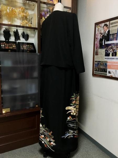 留袖ドレス 黒 2ピースタイプ [花]8
