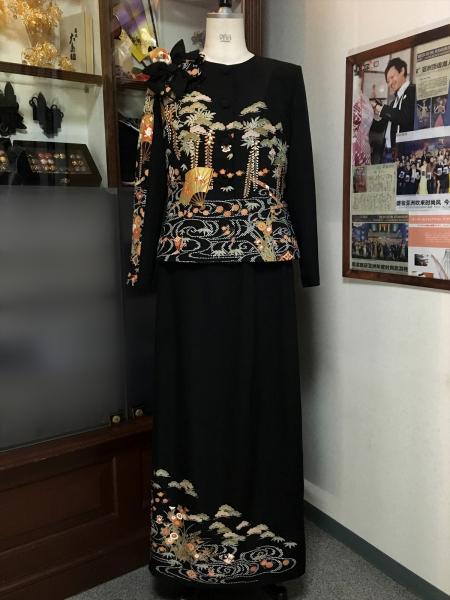 留袖ドレス 黒 [花]1