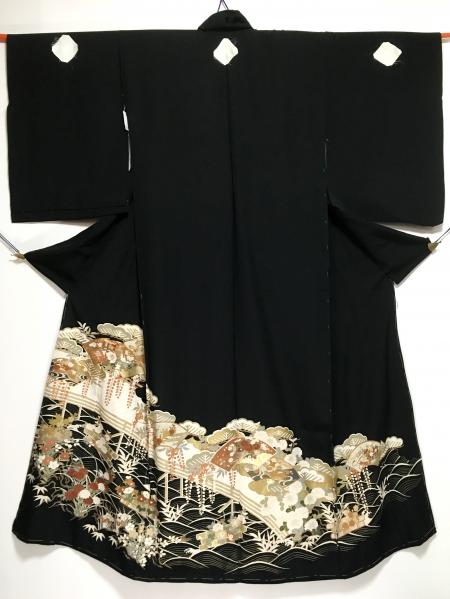 留袖ドレス 黒 ワンピースタイプ [花、扇]21