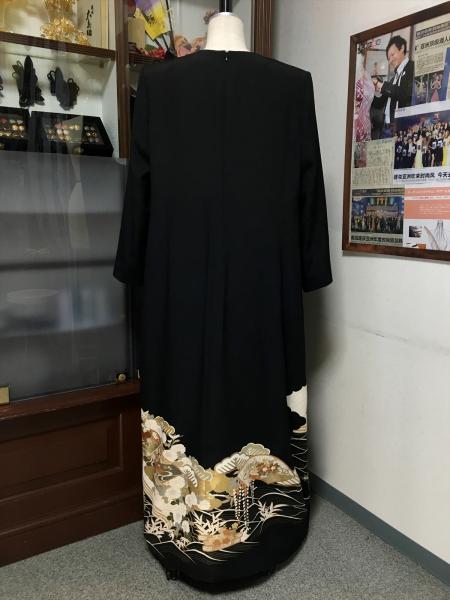 Tomesode Dress Black One piece type [Floral,Fan]10