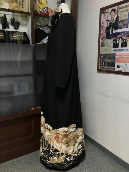Tomesode Dress Black One piece type [Floral,Fan]14