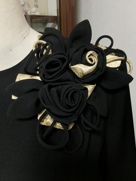 留袖ドレス 黒 ワンピースタイプ [花、扇]3