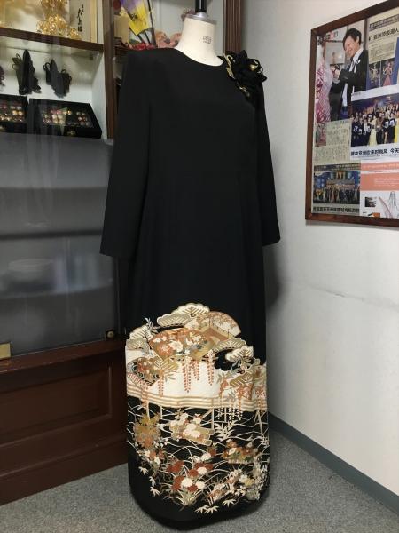 Tomesode Dress Black One piece type [Floral,Fan]4