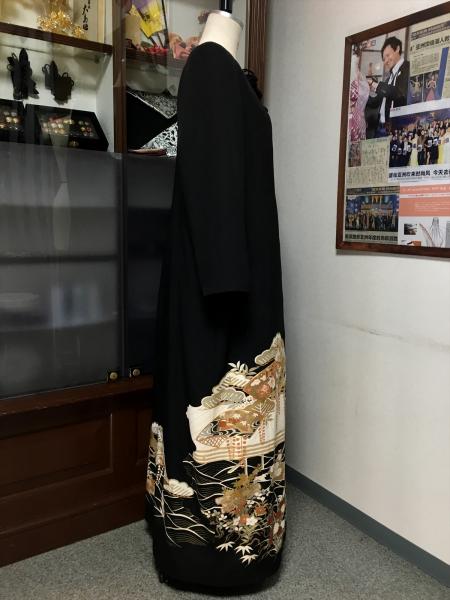 Tomesode Dress Black One piece type [Floral,Fan]6