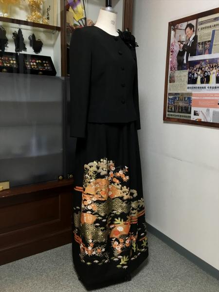 留袖ドレス 黒 2ピースタイプ [花]3