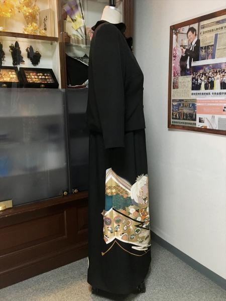 留袖ドレス 黒 2ピースタイプ [鶴]8