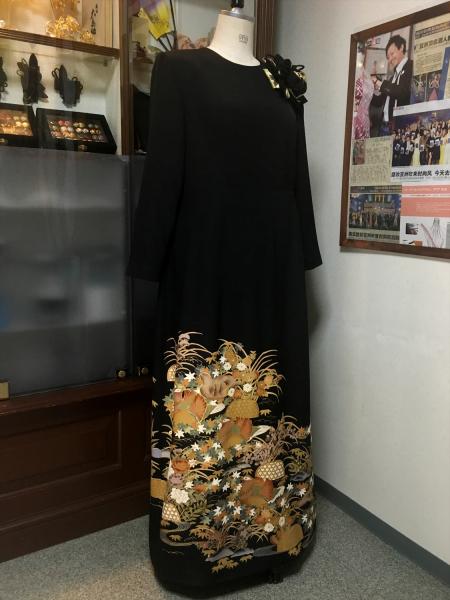 Tomesode Dress Black One piece type [Bird]4