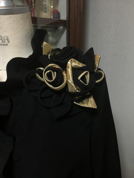 留袖ドレス 黒 2ピース [花]3