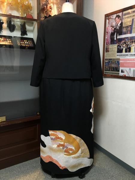 留袖ドレス 黒 2ピース [鶴]11