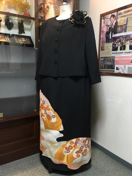 留袖ドレス 黒 2ピース [鶴]5