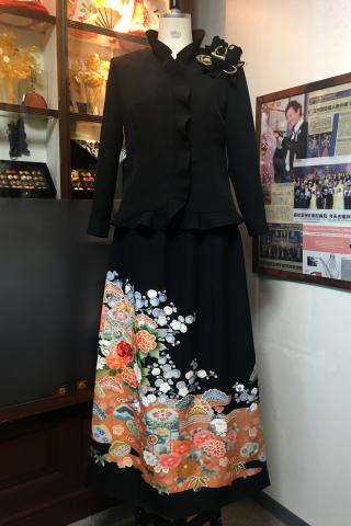 留袖ドレス 黒 2ピース [花]