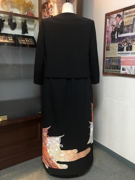 留袖ドレス 黒 2ピース [花]10