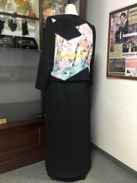留袖ドレス 黒・桃色 2ピース [花]12