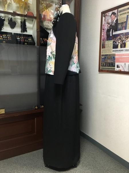 留袖ドレス 黒・桃色 2ピース [花]14