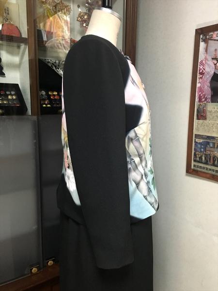 留袖ドレス 黒・桃色 2ピース [花]7