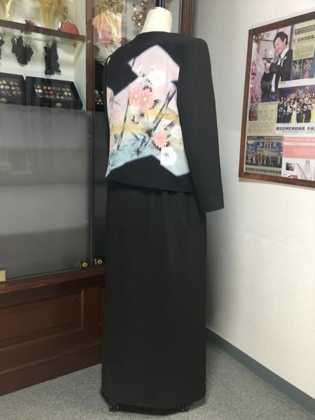 留袖ドレス 黒・桃色 2ピース [花]8