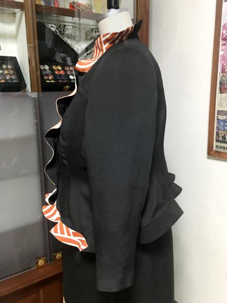 留袖ドレス 黒・桃・橙 2ピース [花]7