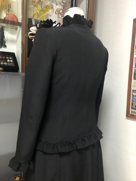留袖ドレス 黒・橙 2ピース [花、扇]14