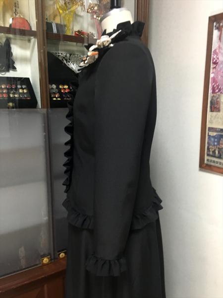 留袖ドレス 黒・橙 2ピース [花、扇]16