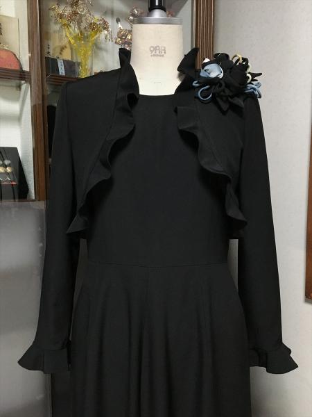 留袖ドレス 黒・青 アンサンブル [鶴、松]2
