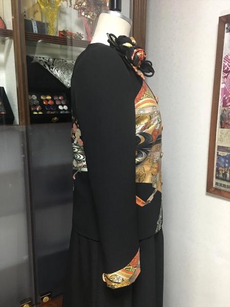 留袖ドレス 黒・金 2ピース [花]7