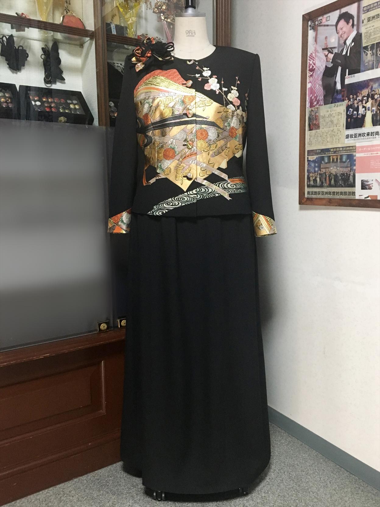 留袖ドレス 黒・金 2ピース [花]