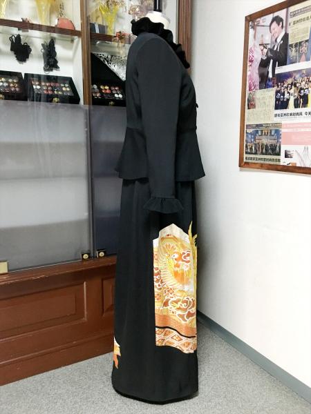 留袖ドレス 黒・橙 2ピース [鳳凰・花]13