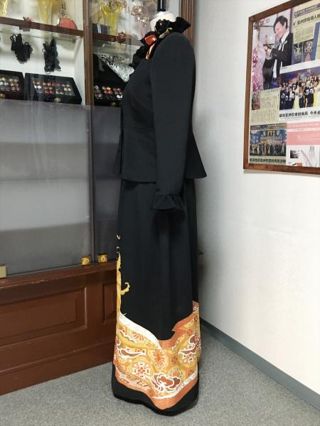 留袖ドレス 黒・橙 2ピース [鳳凰・花]6