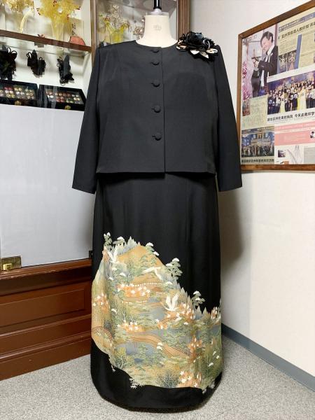 Japanese Tomesode Dress Two piece [Crane-Scene]25