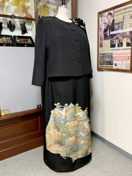 Japanese Tomesode Dress Two piece [Crane-Scene]37