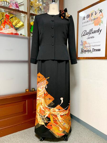 留袖ドレス 黒・橙・金 2ピース [風景]1