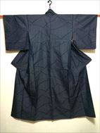 No.06029Komon Navy blue [Pattern] Silk<br>Used Kimono