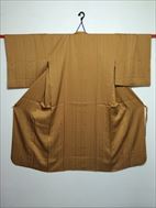 No.06032Komon Light brown [Stripe] Silk<br>Used Kimono