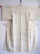 No.06041Komon Off white [Flower] Silk<br>Used Kimono