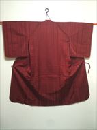 No.10010Haori Red [Stripe] Silk<br>Used Kimono