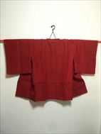 No.10015Haori Red [Flower] Cotton<br>Used Kimono