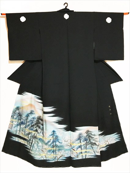 No.04091Tomesode 水色、白 [Landscape] Silk Unused temporary tailoring