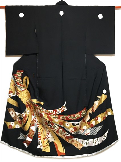 No.04092Tomesode Gold [熨斗] Silk Unused temporary tailoring